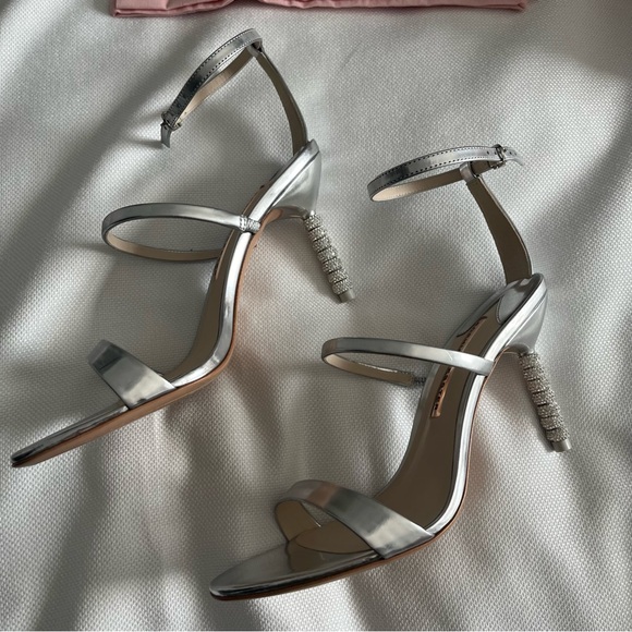 NWT Sophia Webster Rosalind Crystal Mid Sandal Silver Size 39.5 - Picture 4 of 13